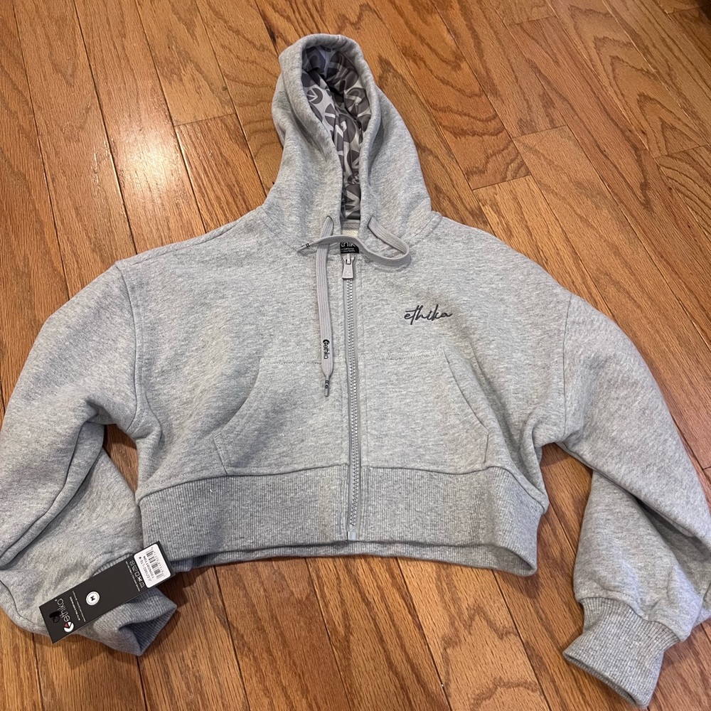 Ethika Kids Gray Cropped Zip Hoodie